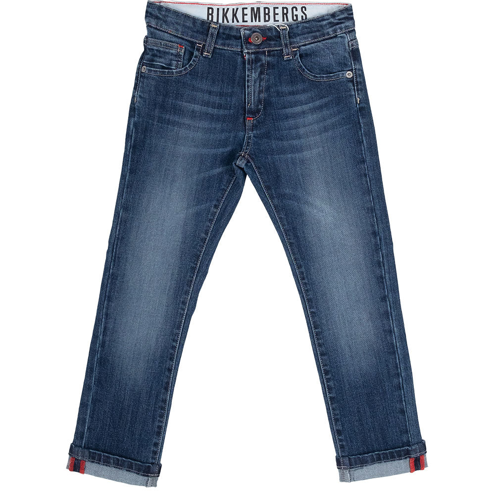 
  Jeans aus der Bikkembergs-Kinderkollektion, mit normalem Schnitt und größenverstellbarem Bund
...