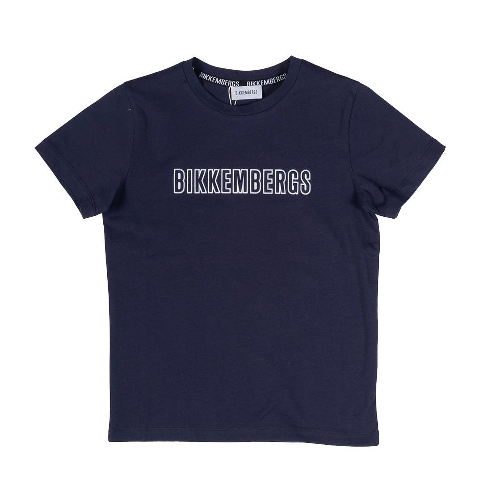 
Kurzärmeliges T-Shirt aus der Bikkembergs-Kinderbekleidungslinie, mit geprägter Applikation eine...