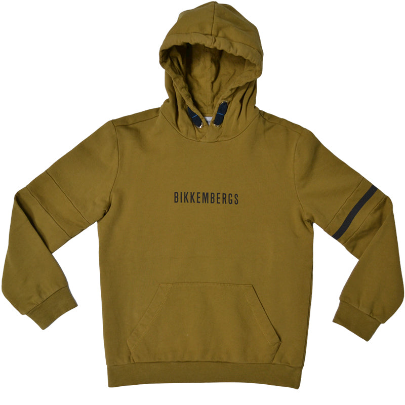 Sweatshirt mit Kapuze aus der Bikkembergs-Kinderbekleidungslinie, lebendige olivgrüne Farbe und s...