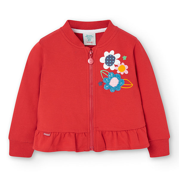 
Fleecejacke aus der Boboli-Kinderbekleidungslinie mit Reißverschluss und Blumendruck auf einer S...