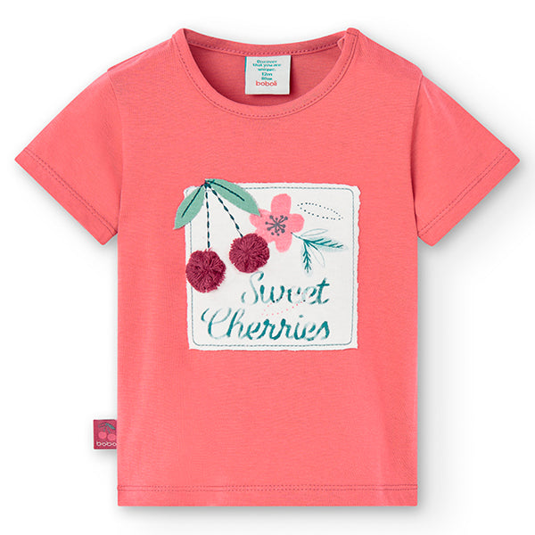 T-Shirt aus der Boboli Girls' Clothing Line, mit Aufdruck auf der Vorderseite und applizierten St...