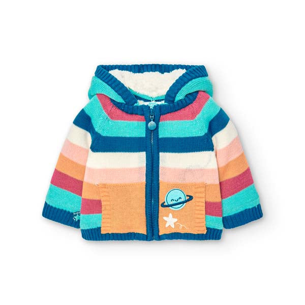 Jacke aus der Boboli Girls' Clothing Line, mit Kapuze und Fell innen. Reißverschluss vorne und an...