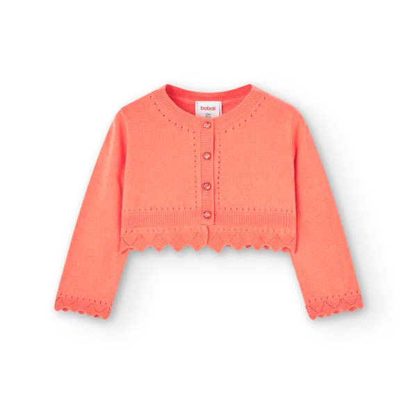 Strickjacke aus der Boboli Girls' Clothing Line, mit Spitze unten und Schleifen auf der Rückseite...