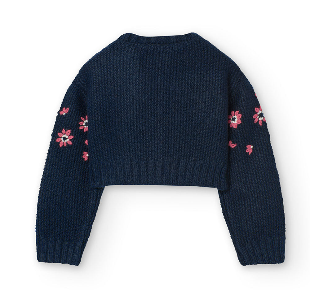 
Cardigan corto della Linea Abbigliamento Bambina Boboli, con fiori ricamati sul davanti, in cont...