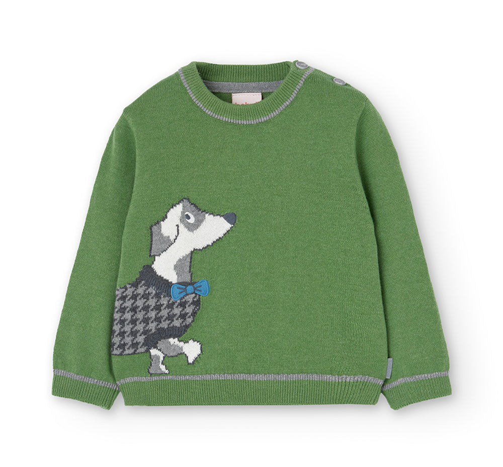 Schmaler Pullover aus der Boboli Kinderbekleidungslinie, mit Stickerei auf der Vorderseite und Da...