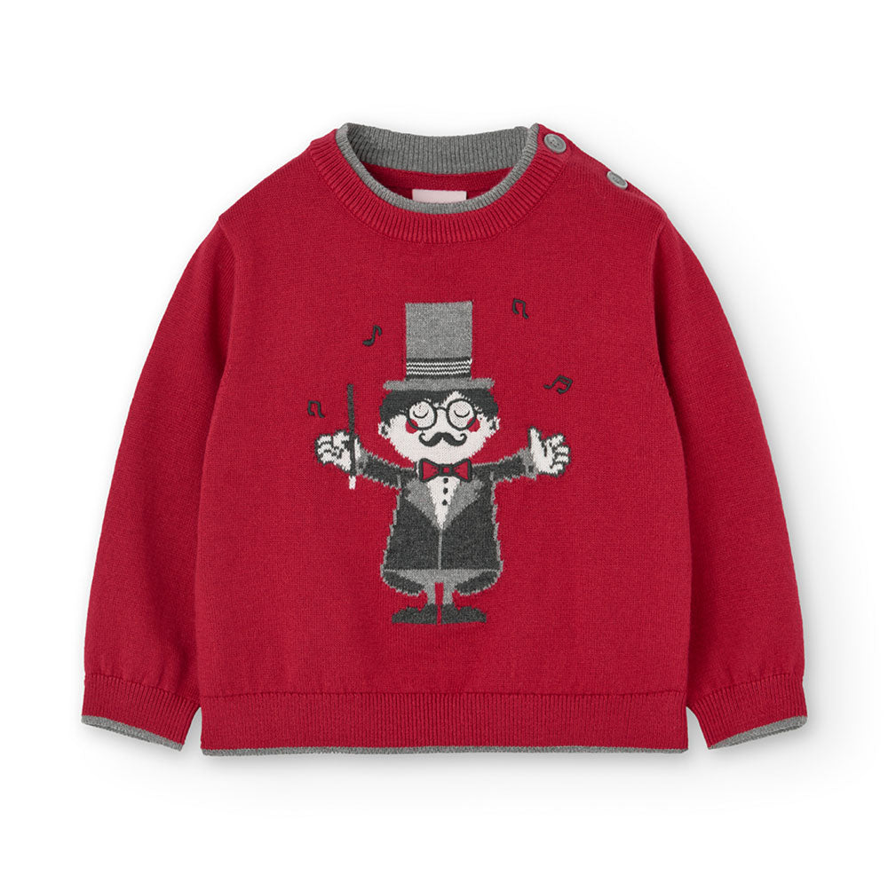 Schmaler Pullover aus der Boboli Kinderbekleidungslinie, mit Stickerei auf der Vorderseite und fa...