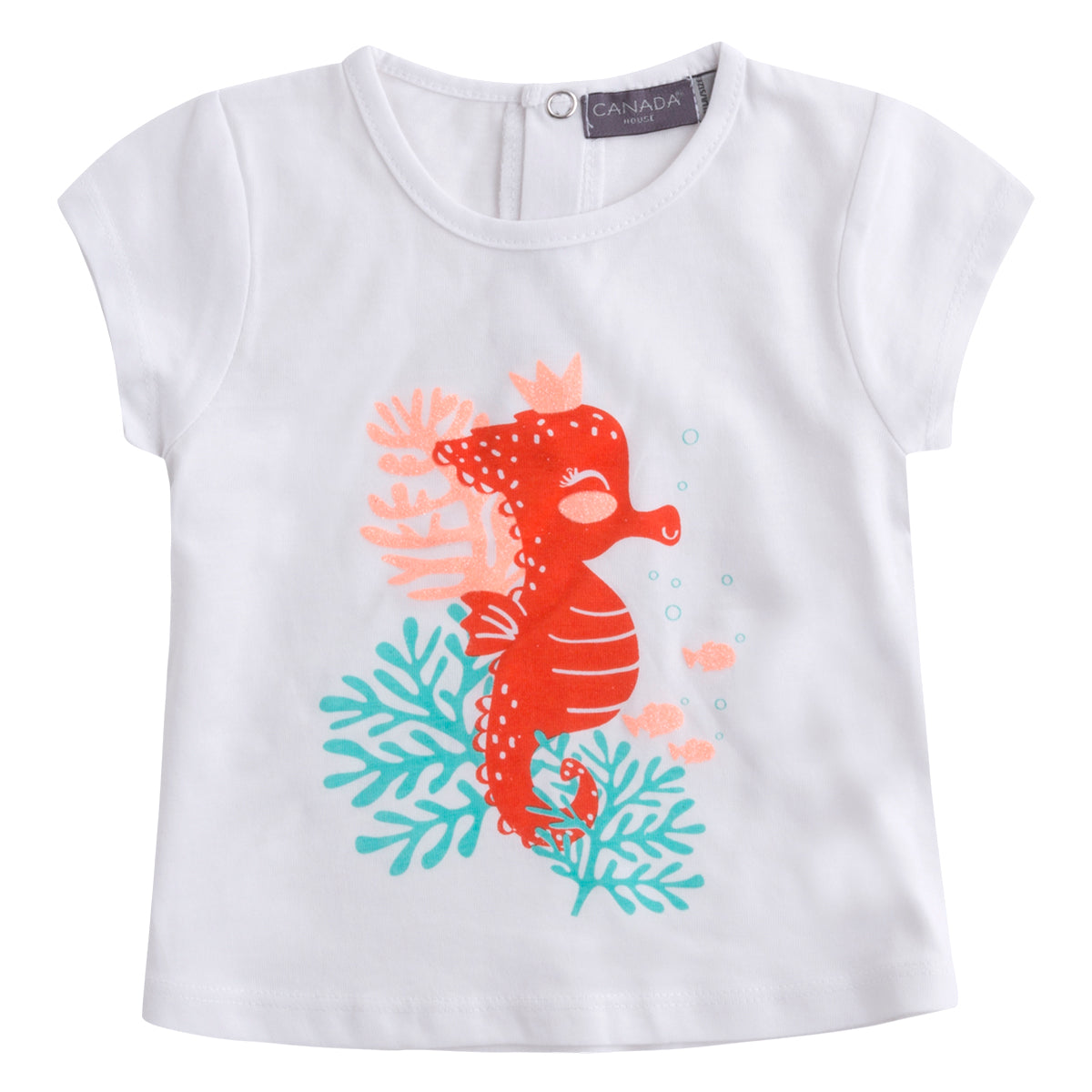 
  T-Shirt aus der Canada House Kinderkleidungslinie mit buntem Aufdruck auf der
  Vorder- und Dr...