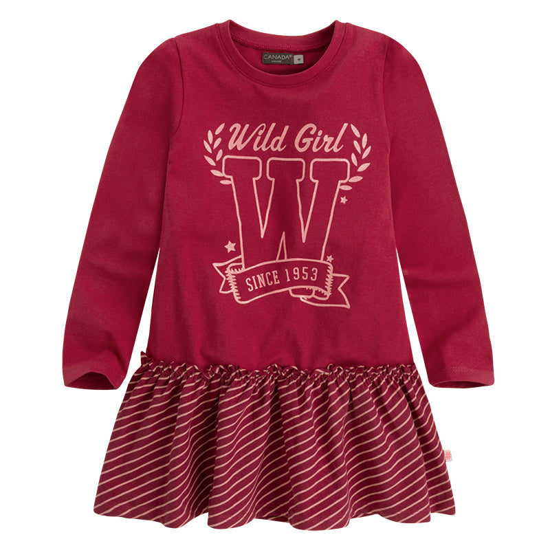 
  Kleid aus der Canada House Kinderbekleidungslinie mit breit gestreiftem Rock und
  einfarbiges...