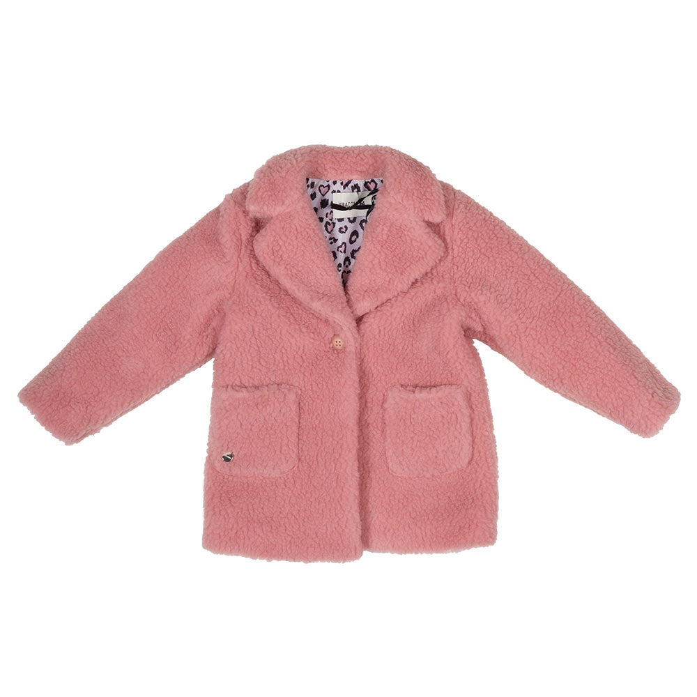 
Teddy-Mantel aus der Fracomina Children's Clothing Line mit Leopardenmuster innen. Weiter Aussch...