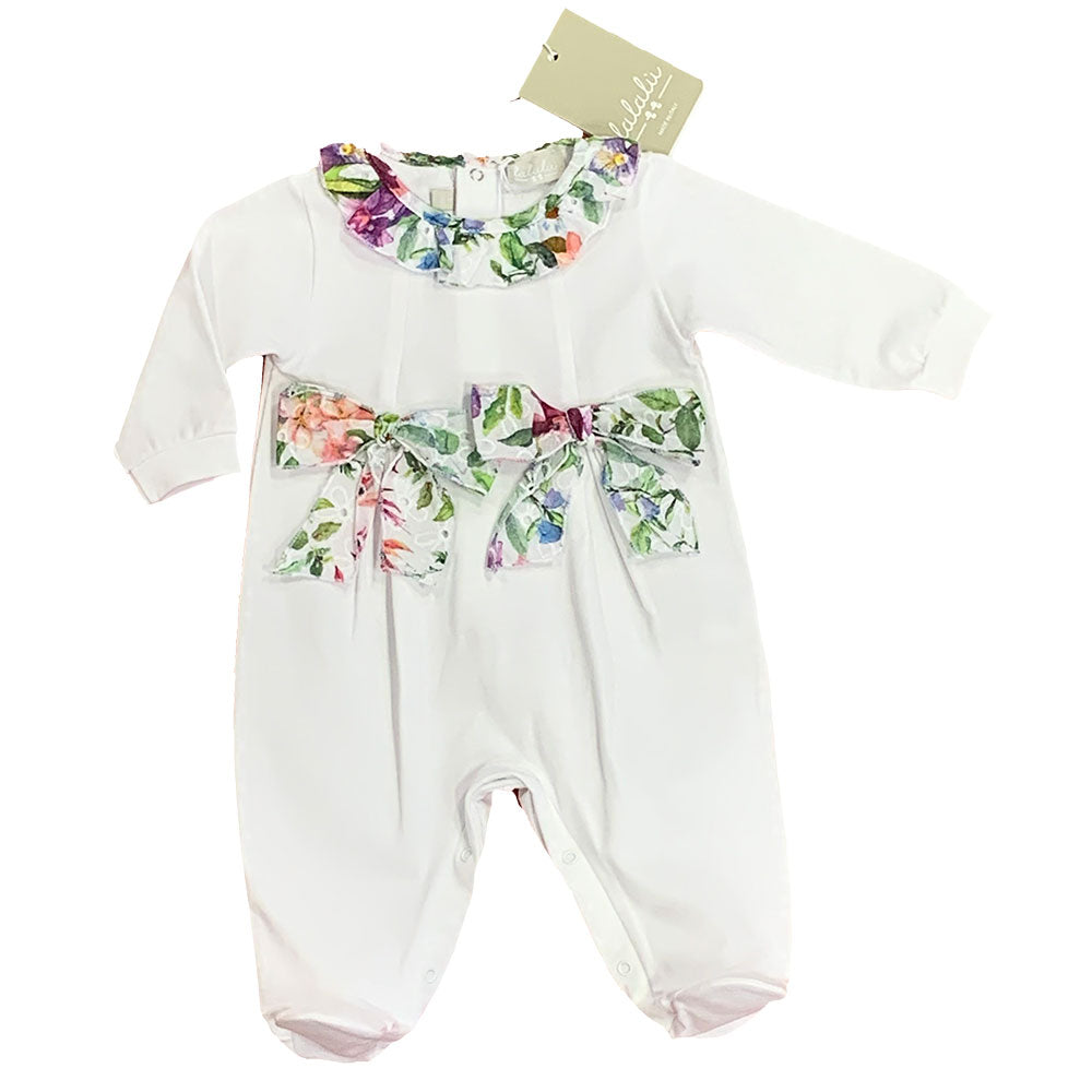 
Jersey-Jumpsuit aus der Linie Lalalù Girls' Clothing, mit farbigem Spitzenkragen und aufgesetzte...