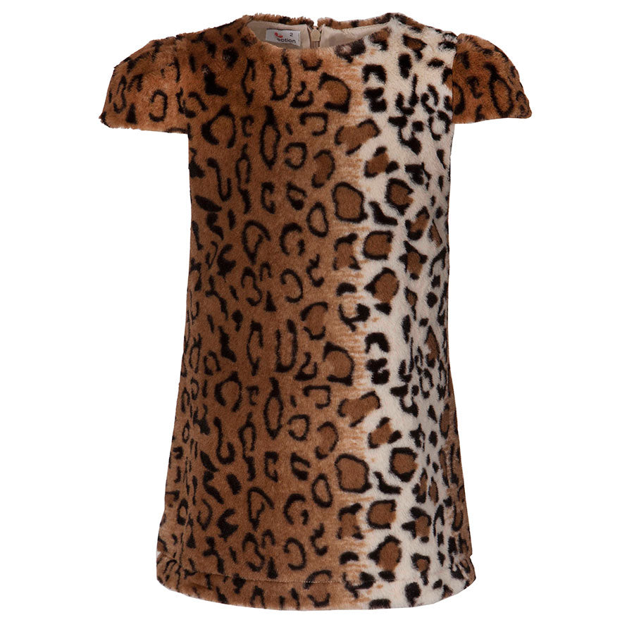 
  Kleid aus der M & B Fashion Girl's Clothing Line mit kurzen Ärmeln
  Kunstpelz; Tierdruck.



...