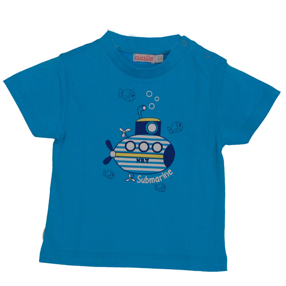 
  Zweiteiliger Anzug aus der Mirtillo Kinderkleidungslinie. Einfarbiges T-Shirt
  mit Aufdruck a...