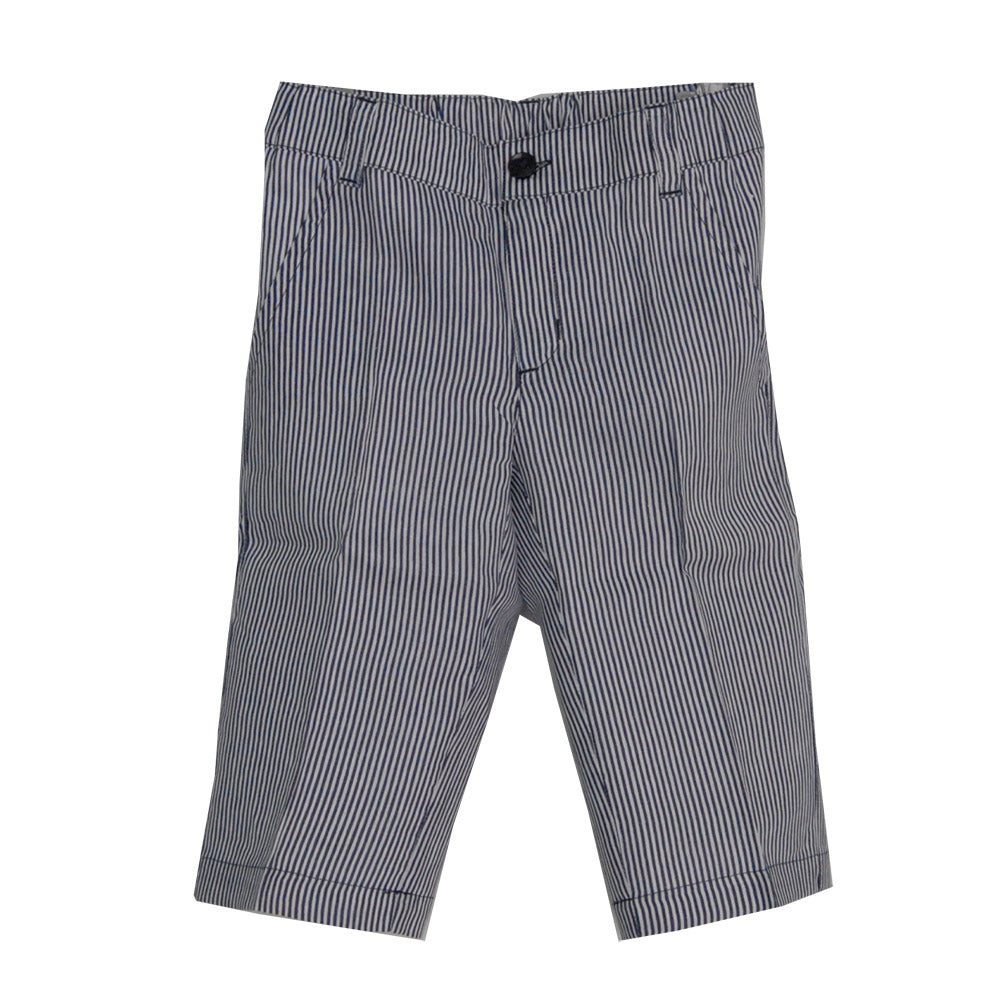 
  Leinen-Bermudashorts aus der Kinderbekleidungslinie Mirtillo. Gestreiftes Muster
  mit Front- ...