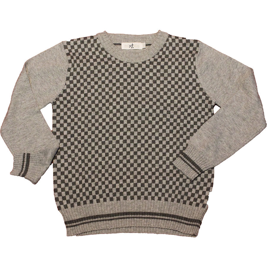 
  Gleichwertiger Pullover aus der Mirtillo-Kinderkleidungslinie mit Karomuster vorne und geraden...