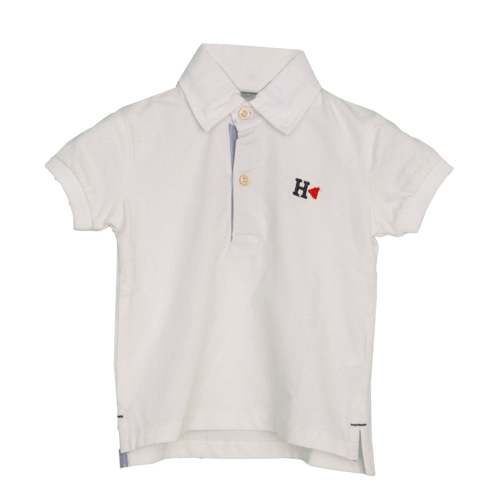 
  Einfarbiges Poloshirt aus der Kinderkleidungslinie Silvian Heach mit farbiger Stickerei
  auf ...