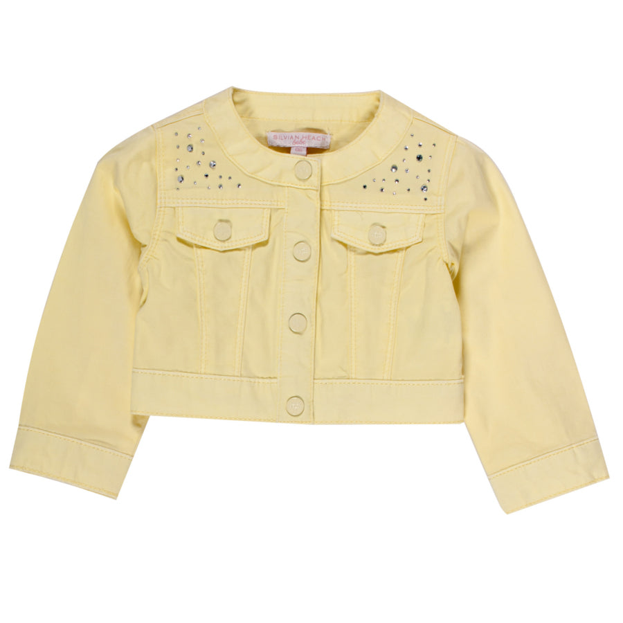 
  Jacke aus der Modelinie der Silvian Heach Kids; runder Ausschnitt,
  einfarbiger Stoff, verzie...