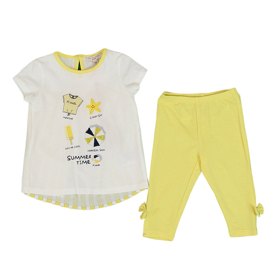 Zweiteiliges Set aus der Mädchenkleidungslinie Silvian Heach Kids mit einfarbigen Leggings mit Sc...