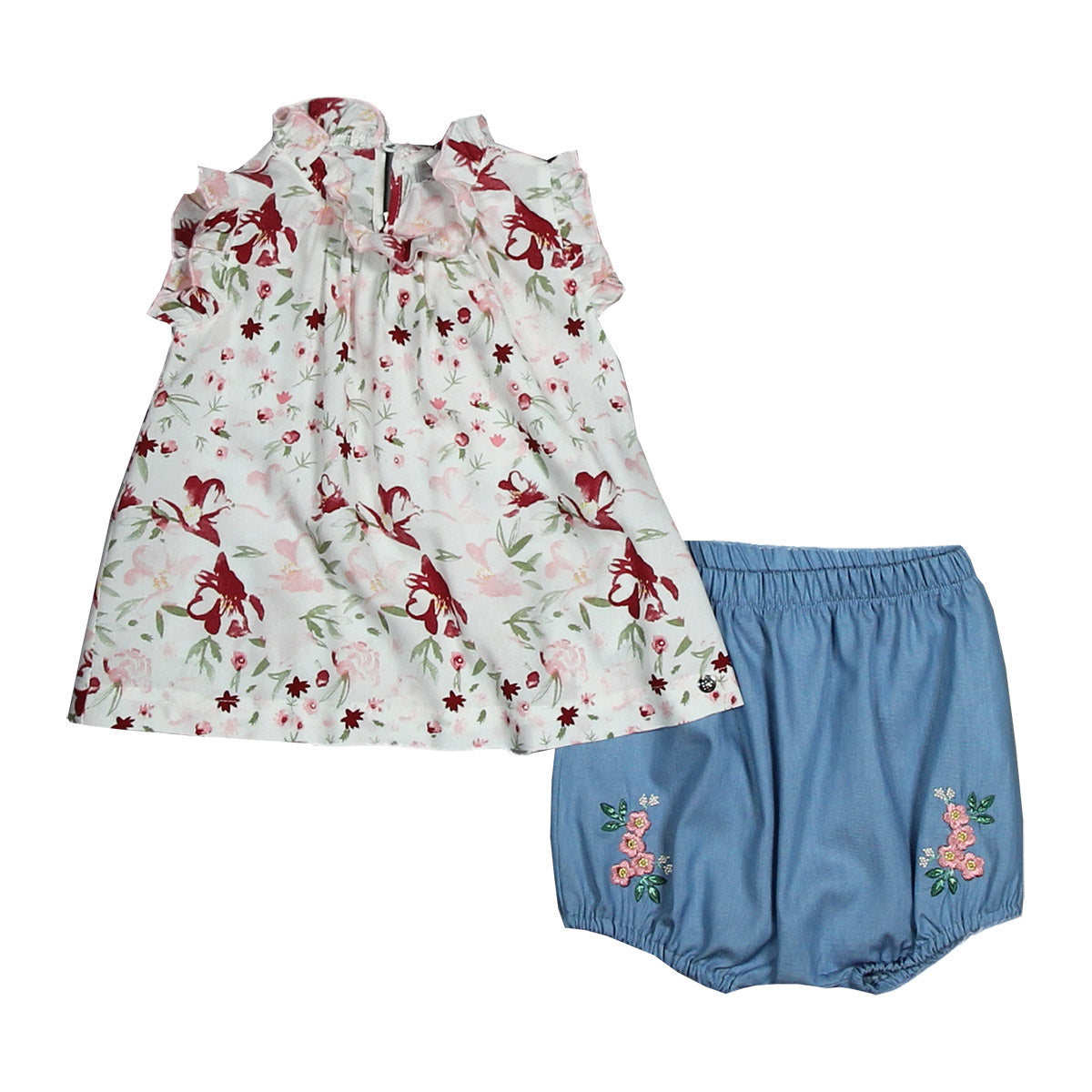 Zweiteiliges Set aus der Slilvian Heach Kids Girl-Modelinie, bestehend aus einer Bluse mit Blumen...