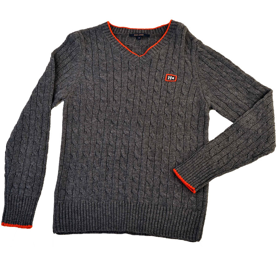 
  Pullover aus der Kinderkleidungslinie Silvian Heach Kids mit Kabelbindung, V-Ausschnitt und or...