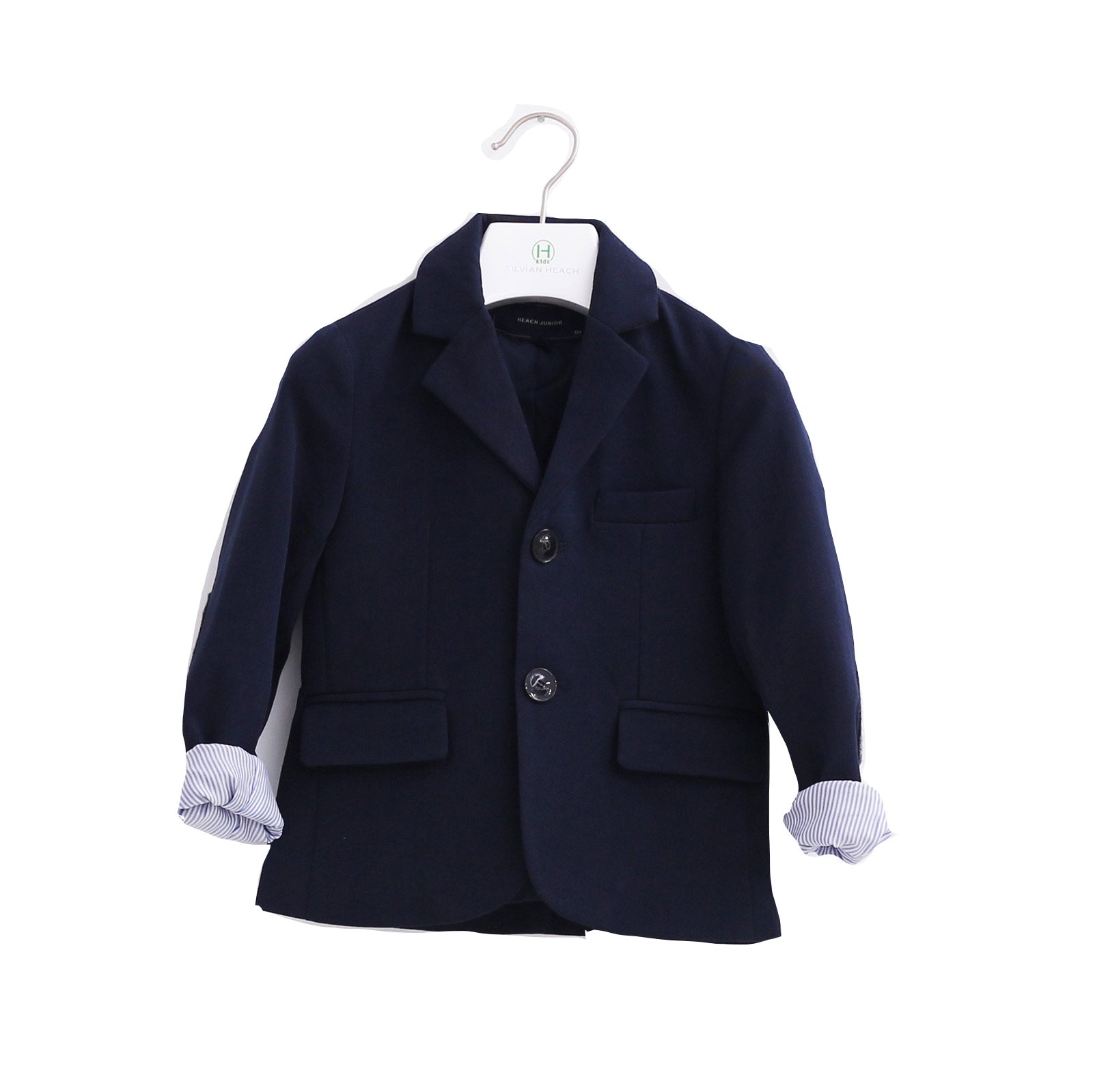 
  Klassisch geschnittener Blazer aus der Silvian Heach Kinderkleidungslinie; zwei Knöpfe und Tas...