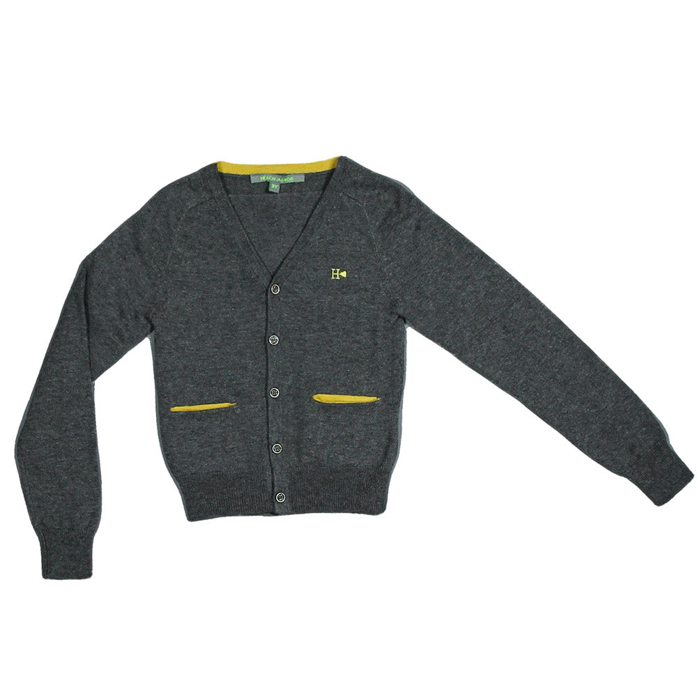 Strickjacke aus der Kinderkleidungslinie Silvian Heach Junior, einfarbig mit kontrastierenden Tas...