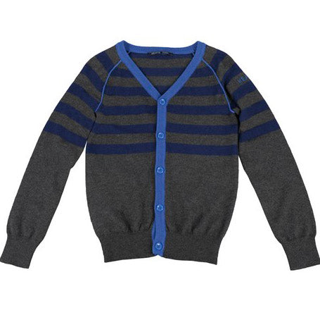 
  Strickjacke mit V-Ausschnitt aus der Kinderkleidungslinie Silvian Heach Kids
  im Blau; Blau a...