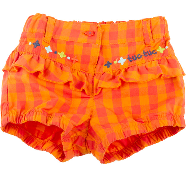 
  Ballonshorts aus der Modelinie des Tuc Tuc-Mädchens aus Popeline
  mit kariertem Muster; Stick...