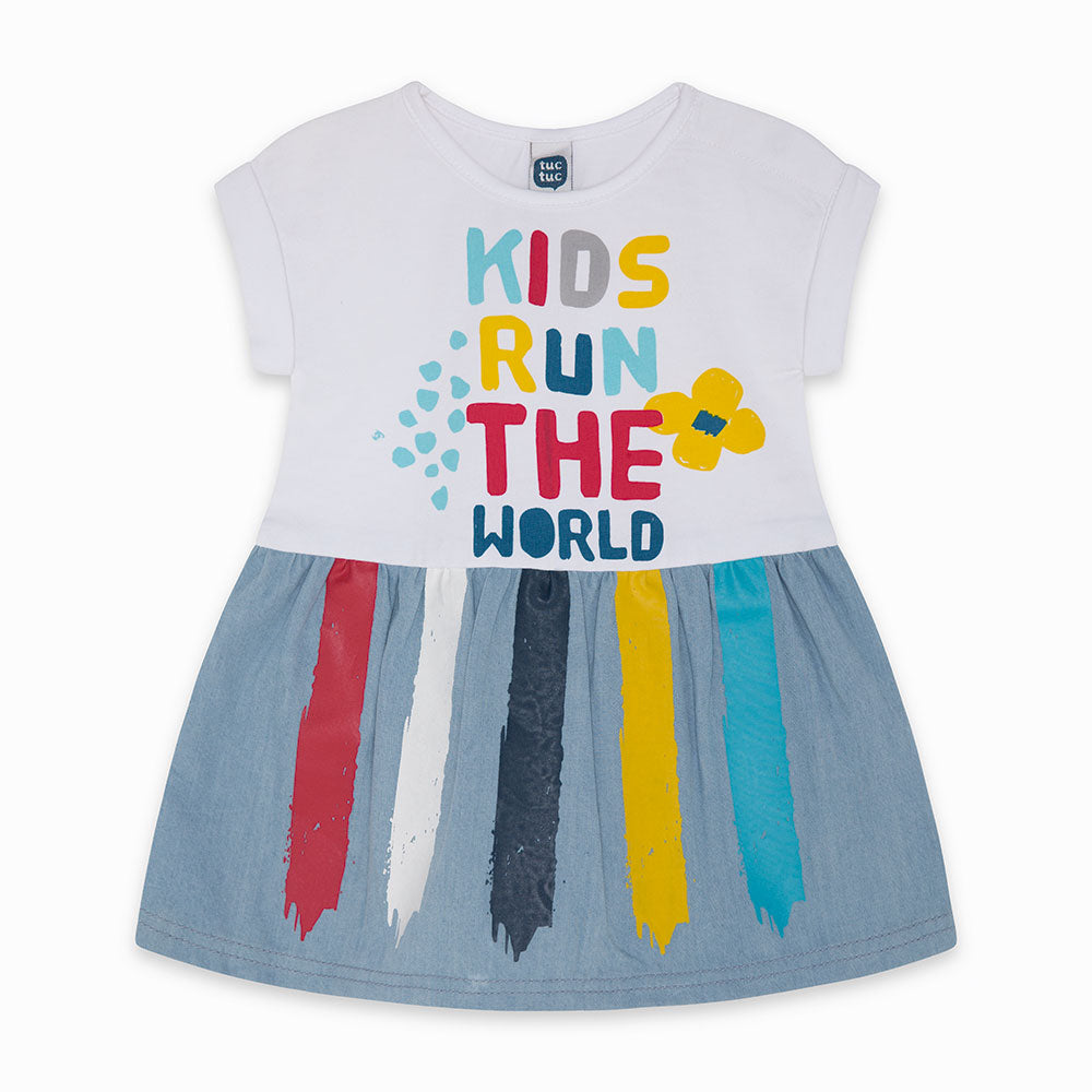 
  Kleid aus der Tuc Tuc Girl's Clothing Line mit weitem Rock aus hellem Denim,
  Bündchen an den...