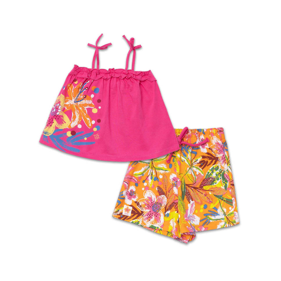 Zweiteiliges Strandset aus der Tuc Tuc Girls' Clothing Line mit Trägertop mit farbigem Print auf ...