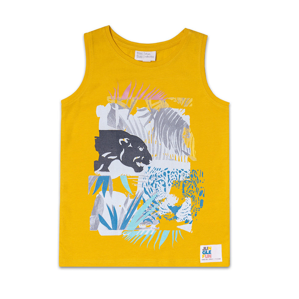 Strand-Tanktop aus der Tuc Tuc Children's Clothing Line, mit zartfarbigem Aufdruck auf der Vorder...