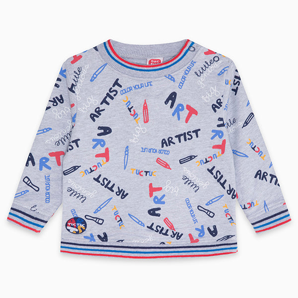 
  Sweatshirt aus der Tuc Tuc Childrenswear Line mit Gesamtmuster und Gummibändern
  auf den Ober...