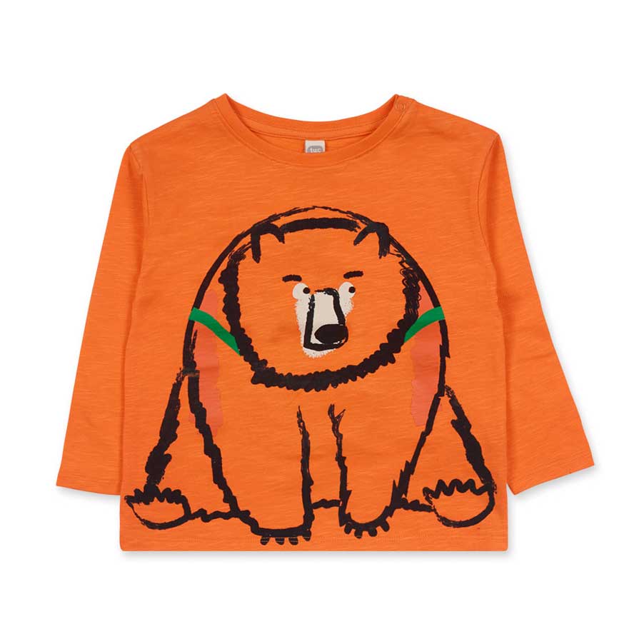 
T-Shirt aus der Tuc Tuc Kids' Clothing Line, mit Bärenmotiv auf der Vorderseite in Kontrastfarbe...