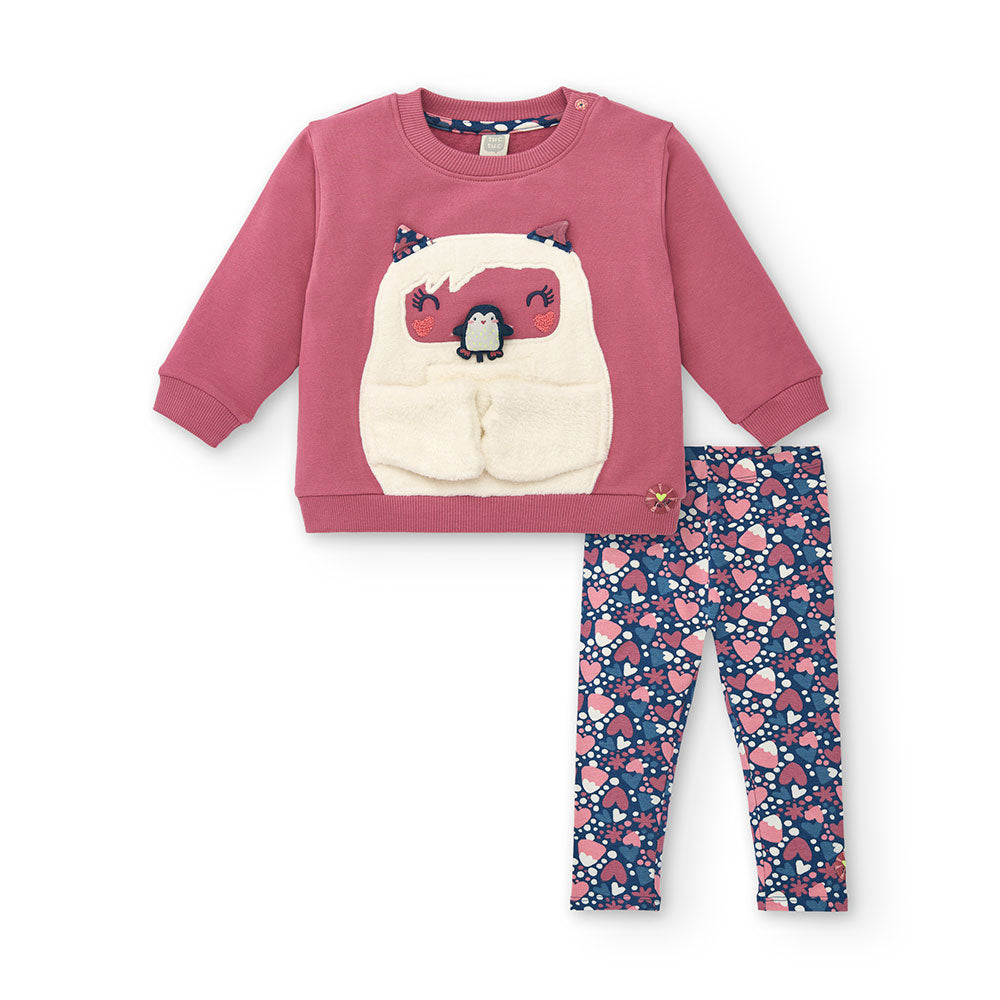 Completo due pezzi della Linea Abbigliamento Bambina Tuc TUc,composto da fellpa con applicazione ...