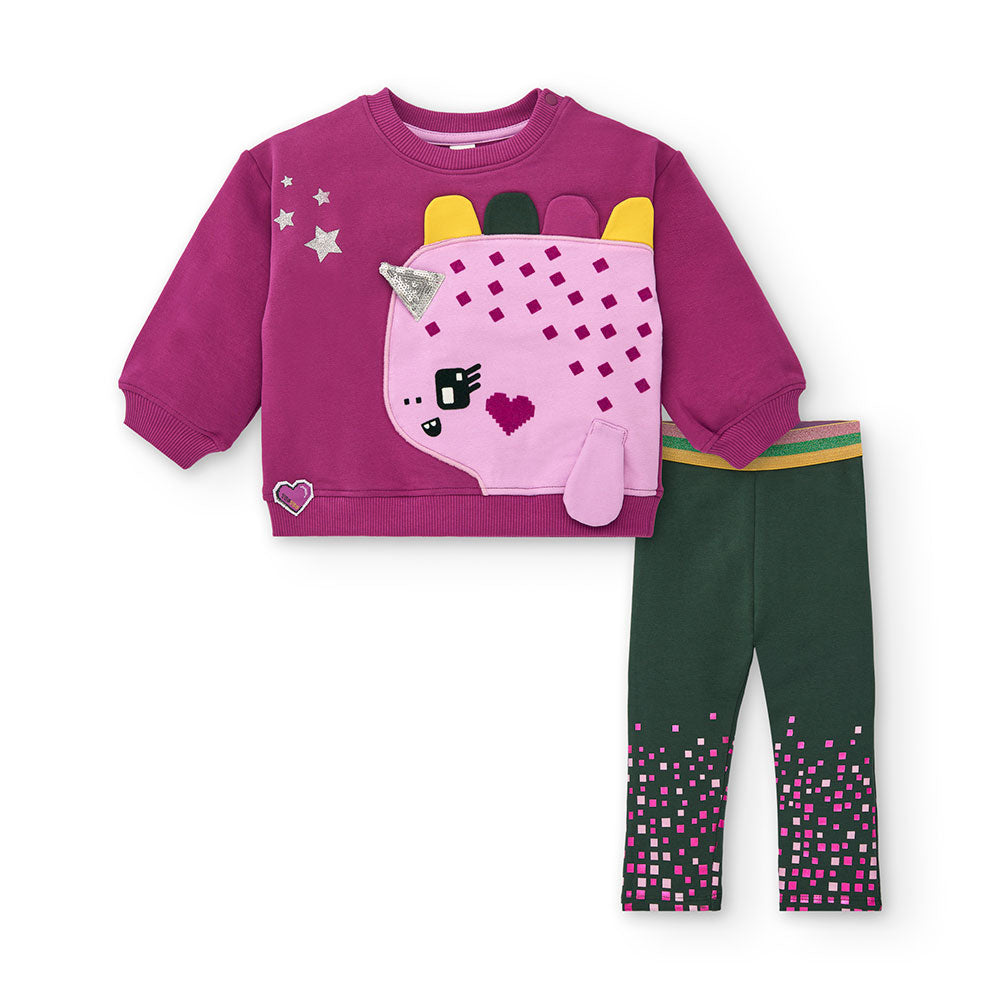 Completo due pezzi della Linea Abbigliamento Bambina Tuc Tuc, composto da felpa con applicazione ...