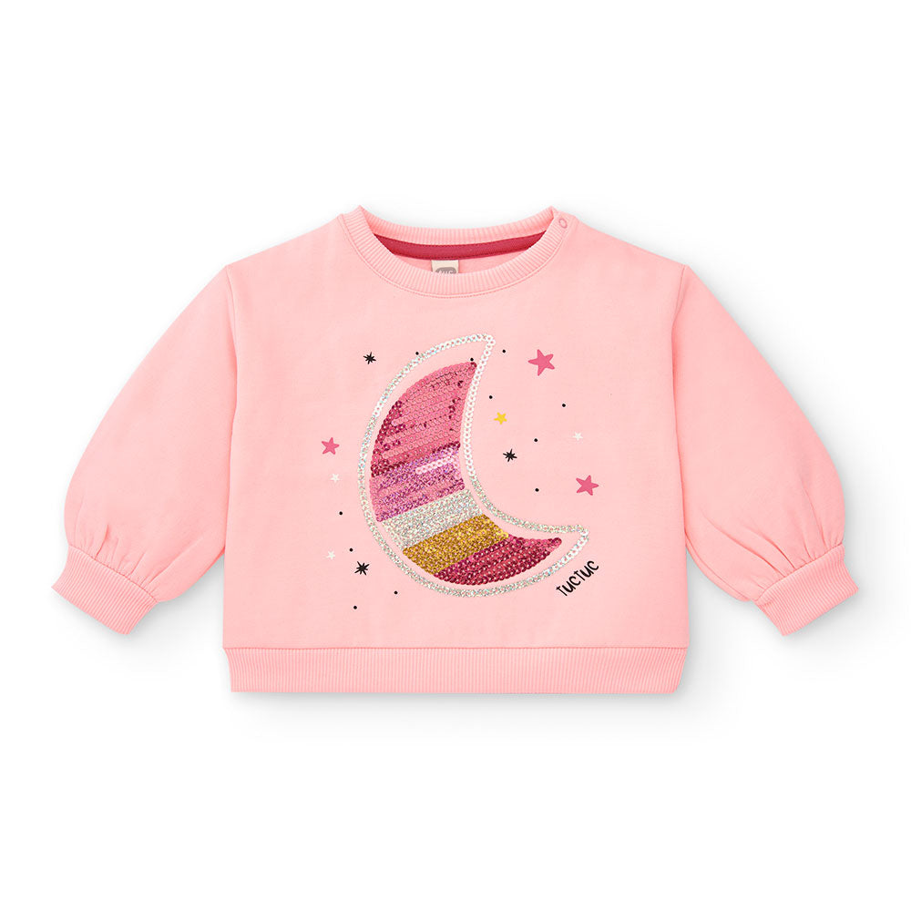 Felpa della Linea Abbigliamento Bambina Tuc Tuc, con applicazione di paillettes sul davanti.

 
C...