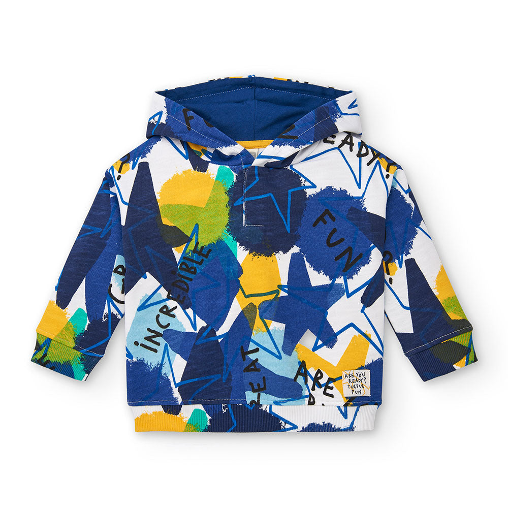 Felpa con cappuccio della Linea Abbigliamento Bambino Tuc Tuc,, con fantasie geometriche a tinte ...